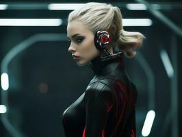 an image of a woman in a futuristic suit generative ai photo