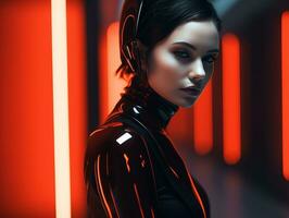 an image of a woman in a futuristic suit generative ai photo