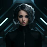 an image of a woman in a futuristic suit photo