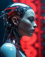 a close up of a woman in a futuristic suit generative ai photo