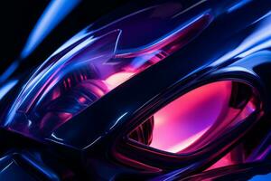 a close up of a futuristic car with pink and blue lights generative ai photo
