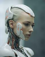 a close up of a woman wearing a robot suit generative ai photo