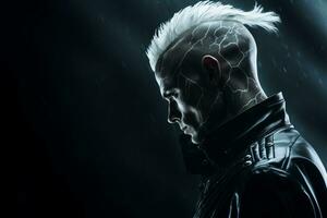 an image of a man with white hair and a lightning bolt on his head generative ai photo