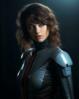 an image of a woman in a futuristic suit photo
