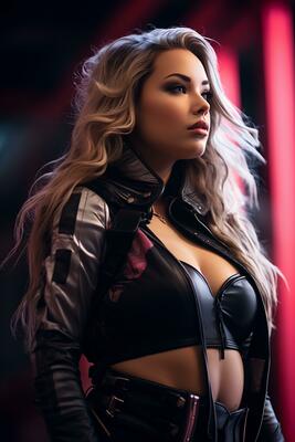 Hot leather deals jacket girl
