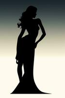 a silhouette of a woman in a long dress generative ai photo