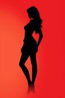 silhouette of a sexy woman on a red background generative ai photo