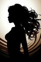 silhouette of a woman with long hair on a brown background generative ai photo