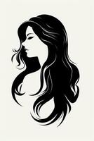 silhouette of a woman with long hair generative ai photo