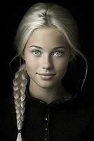 a beautiful blonde woman with braids in her hair photo