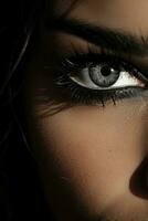 a close up of a womans eye generative ai photo