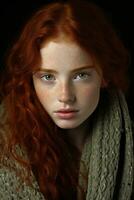 a woman with red hair and freckles generative ai photo