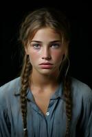 a young woman with braids on her face generative ai photo