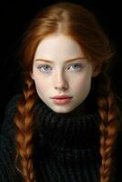 a young woman with red hair and braids generative ai photo