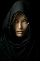 an image of a woman wearing a black veil generative ai photo