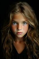 an image of a young girl with blue eyes photo