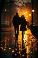 couple walking in the rain generative ai photo