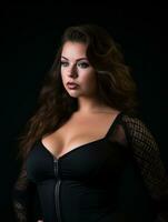 a beautiful woman in a black bodysuit generative ai photo