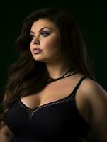a beautiful woman in a black bra top photo