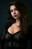 a beautiful young woman in a black lace top generative ai photo