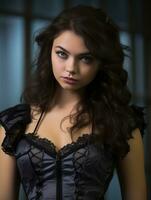a beautiful young woman in a corset generative ai photo