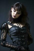 a woman in a black gothic corset generative ai photo