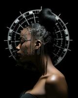 an african woman with a futuristic headpiece on her head generative ai photo