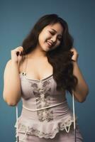 an asian woman in a pink corset posing for the camera generative ai photo