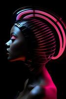 an image of a woman in a futuristic headpiece generative ai photo