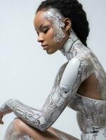 an image of a woman with a robot body generative ai photo