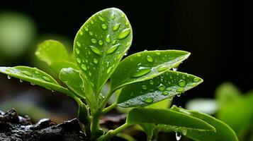 a close up of a plant with water droplets on it generative ai photo