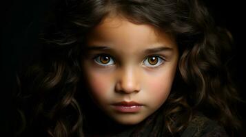 a close up of a young girl with big eyes generative ai photo