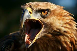 a close up of an eagle with its mouth open generative ai photo