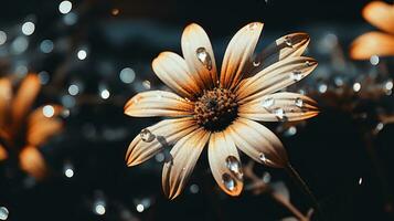 a flower with water droplets on it in the dark generative ai photo