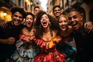 a group of young people dressed in spanish costumes generative ai photo