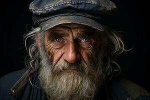an old man with a long beard and blue eyes generative ai photo