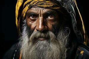 un antiguo hombre con un largo barba y turbante generativo ai foto