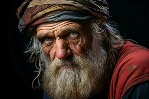 un antiguo hombre con un largo barba y turbante generativo ai foto