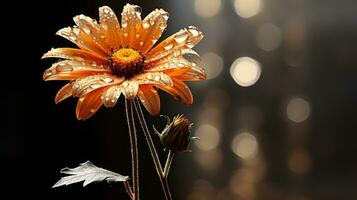 an orange flower with water droplets on it photo