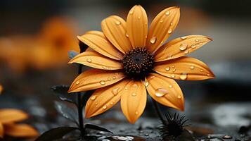 an orange flower with water droplets on it generative ai photo