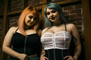 two women in corsets posing for the camera photo