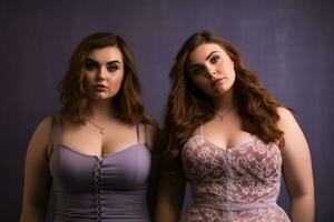 two women in dresses posing for the camera photo
