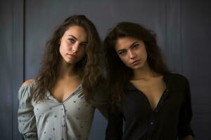 two young women posing for the camera photo