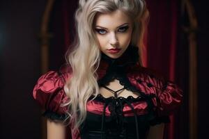 beautiful blonde woman in gothic costume generative ai photo