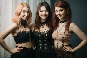 three beautiful young women posing for the camera generative ai photo