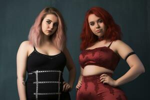 two women with red hair posing for the camera photo