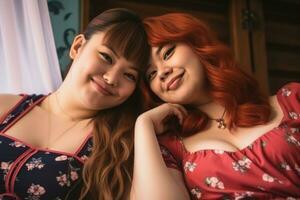 two women with red hair posing for the camera photo