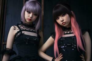 two young women dressed in gothic clothing generative ai photo