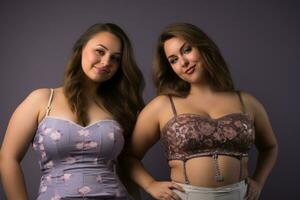 two young women posing for the camera generative ai photo
