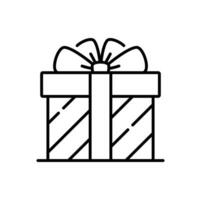 Christmas gift box, holiday celebration line icon vector